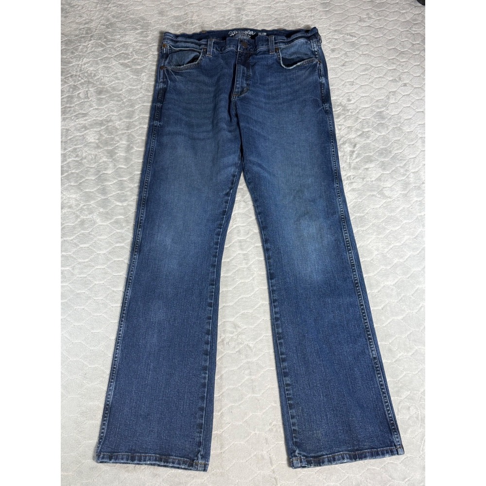 Wrangler Retro Slim Boot Jeans Mens 36x34 Blue Medium Wash Western Y2K WLT20MS